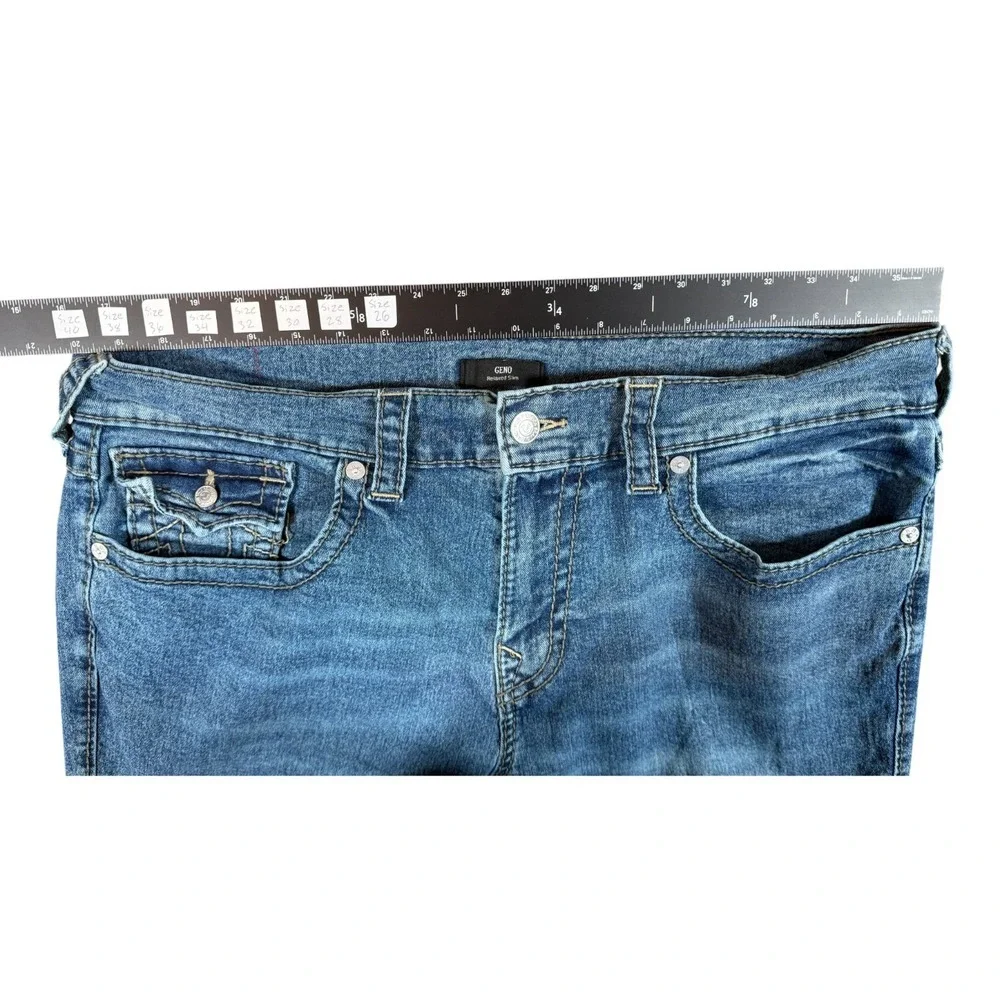True Religion GENO Relaxed Slim Jeans Mens 38 Blue Denim‎ Stretch Straight Leg